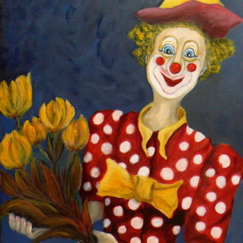 Malerei mit dem Titel "La clownette" von Yves Le Mauff, Original-Kunstwerk, Öl
