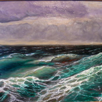 Peinture intitulée "Noir océan" par Yves Le Mauff, Œuvre d'art originale, Huile