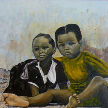 Painting titled "Deux soeurs" by Yves Le Mauff, Original Artwork, Oil