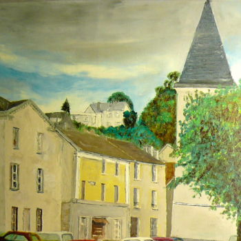 Schilderij getiteld "Le village" door Yves Le Mauff, Origineel Kunstwerk, Olie