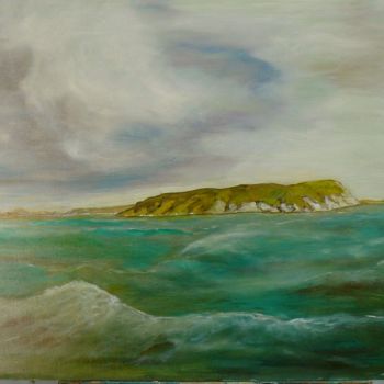 Painting titled "Une île" by Yves Le Mauff, Original Artwork, Oil