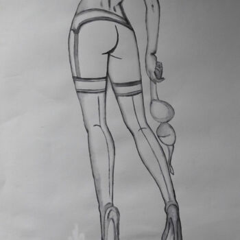 Dessin intitulée "femme nue et sexy" par Yves Maurice, Œuvre d'art originale, Encre