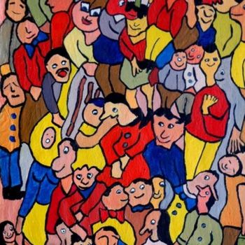 Painting titled "fete" by Yves Perrin, Original Artwork, Oil