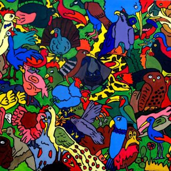 Pintura intitulada "la vie des bêtes" por Yves Perrin, Obras de arte originais, Óleo