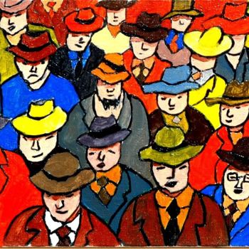 Painting titled "chapeau!" by Yves Perrin, Original Artwork, Oil