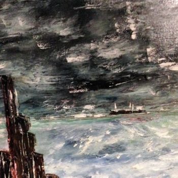 Painting titled "Tempête baie de Pam…" by Yves Perrotte, Original Artwork, Acrylic