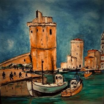 Malerei mit dem Titel "Port de La Rochelle" von Yves Perrotte, Original-Kunstwerk, Öl