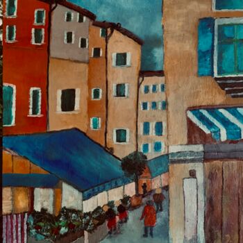 Painting titled "La ruelle des petit…" by Yves Perrotte, Original Artwork, Oil