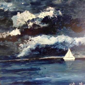 Painting titled "Voilier en Mer" by Yves Perrotte, Original Artwork, Oil