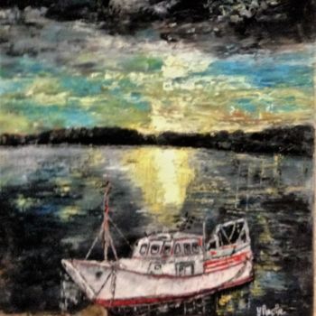 Pittura intitolato "bateau a quai" da Yves Perrotte, Opera d'arte originale, Acrilico