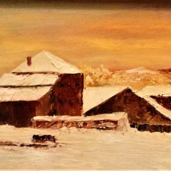 Painting titled "Chalet Ferme" by Yves Perrotte, Original Artwork, Oil