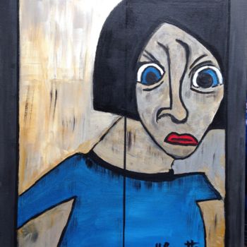 Peinture intitulée "Femme bleue collect…" par Yves Perrotte, Œuvre d'art originale, Acrylique
