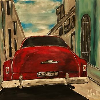Painting titled "La Cubaine rouge" by Yves Perrotte, Original Artwork, Acrylic