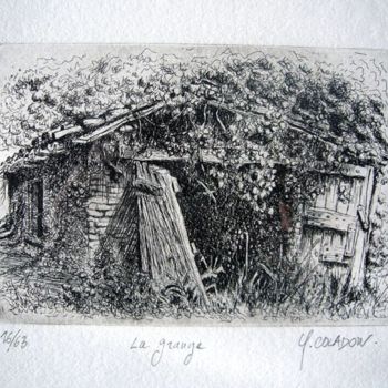 Printmaking titled "la grange" by Yves Coladon, Original Artwork