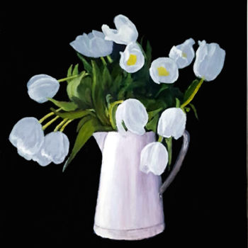Pintura intitulada "Bouquet de tulipes" por Yves Conte, Obras de arte originais, Óleo