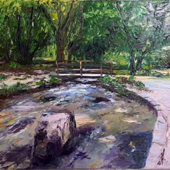 Painting titled "Le petit pont de bo…" by Yves Conte, Original Artwork, Oil