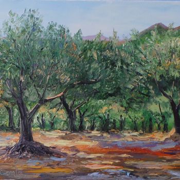 Pintura titulada "oliviers-en-provenc…" por Yves Conte, Obra de arte original