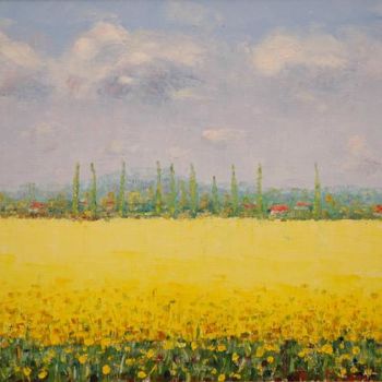 Peinture intitulée "champs de colza II" par Yves De La Malene, Œuvre d'art originale
