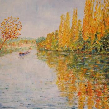 Peinture intitulée "Seine à Rueil avec…" par Yves De La Malene, Œuvre d'art originale