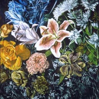 Peinture intitulée "ovti fleurs épanoui…" par Yves Dupré, Œuvre d'art originale, Huile