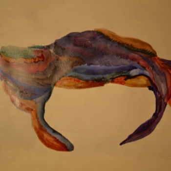 Painting titled "Crabe jardin" by Yves-Gabriel Willaert, Original Artwork, Ink Mounted on Cardboard