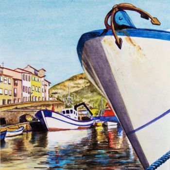제목이 ""Port Vendres""인 미술작품 Yves Lafond로, 원작, 수채화