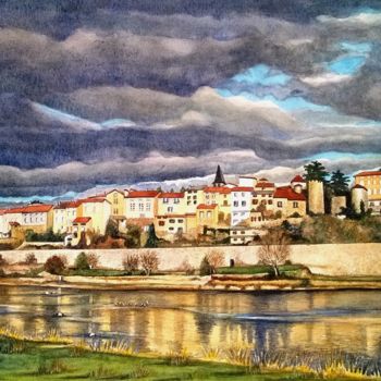 Painting titled "" Bords de Loire "" by Yves Lafond, Original Artwork, Watercolor