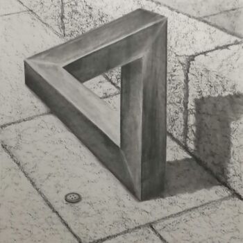 Desenho intitulada "Penrose sans titre" por Yves Marie Teiller, Obras de arte originais, Carvão