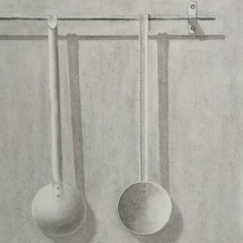 Tekening getiteld "Les deux soeurs" door Yves Marie Teiller, Origineel Kunstwerk, Houtskool