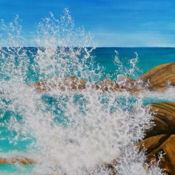 Painting titled "Bout de mer" by Yves Marie Teiller, Original Artwork, Acrylic Mounted on Wood Stretcher frame