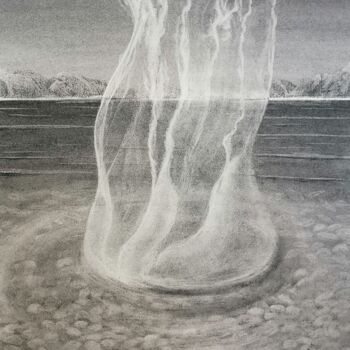 Disegno intitolato "Splash au fusain" da Yves Marie Teiller, Opera d'arte originale, Carbone