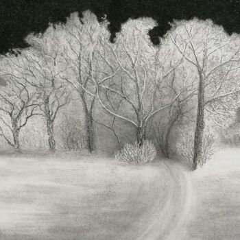 Рисунок под названием "HIVER" - Yves Marie Teiller, Подлинное произведение искусства, Древесный уголь