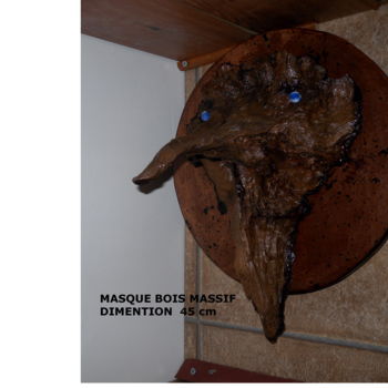 Artisanat intitulée "masque-bois.jpg" par Yves Recorbet, Œuvre d'art originale, Décoration de maison
