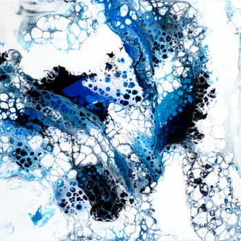 Картина под названием "Symphonie Turquoise" - Yves Thomas, Подлинное произведение искусства, Акрил Установлен на Деревянная…