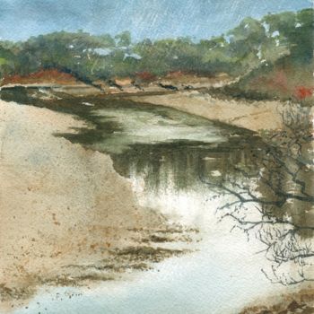 Peinture intitulée "La rivière sans nom" par Yves Varlet, Œuvre d'art originale, Aquarelle