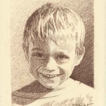 Drawing titled "THEO" by Yves Varlet, Original Artwork, Conté
