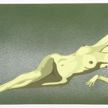 Ζωγραφική με τίτλο "NU VERT" από Yves Varlet, Αυθεντικά έργα τέχνης, Γκουάς