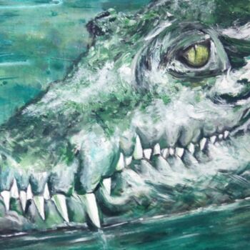 Painting titled "YC-CROCO01" by Yvette Coly, Original Artwork, Acrylic