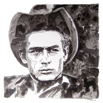 Ζωγραφική με τίτλο "James Dean" από Yvon Kergal, Αυθεντικά έργα τέχνης
