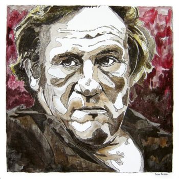 Painting titled "Gérard Depardieu" by Yvon Kergal, Original Artwork
