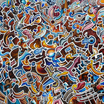 Painting titled "Puzzle Mind" by Yves Rizza, Original Artwork, Acrylic