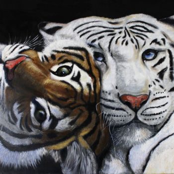 绘画 标题为“Câlin de Tigres” 由Isabelle Mériot, 原创艺术品, 丙烯