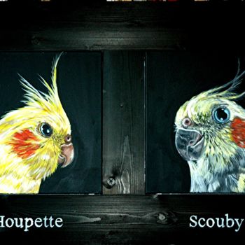 Painting titled "Houpette et Scouby" by Isabelle Mériot, Original Artwork, Acrylic