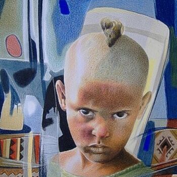 Dessin intitulée "Enfant Berbère" par Zekara, Œuvre d'art originale, Autre