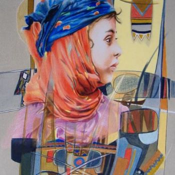 Desenho intitulada "Jeune fille Berbere" por Zekara, Obras de arte originais, Outro