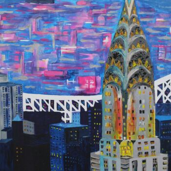Painting titled "New york" by Za, Original Artwork, Acrylic