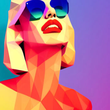 Arts numériques intitulée "Blonde aux lunettes…" par Zaaland, Œuvre d'art originale, Image générée par l'IA