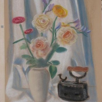Drawing titled "Fleurs et fer à rep…" by Zabeth, Original Artwork