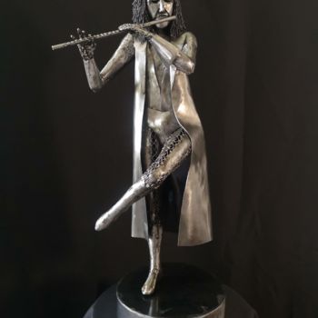 Escultura titulada "Flutist" por Evgen Zaborovsky, Obra de arte original, Metales