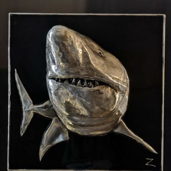 Skulptur mit dem Titel "Shark" von Evgen Zaborovsky, Original-Kunstwerk, Metalle
